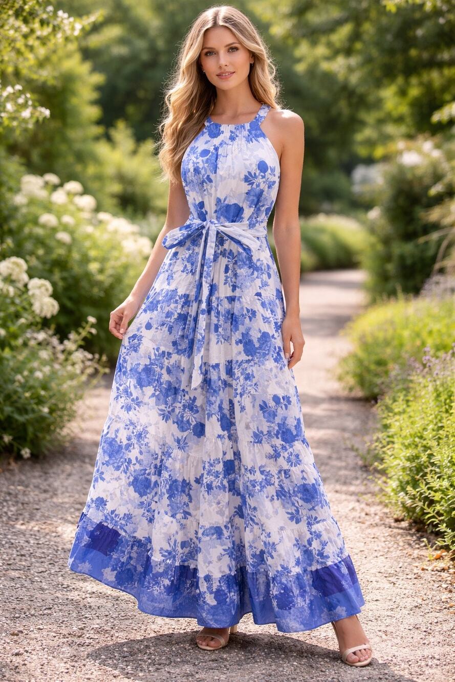 Cara Cara Siasconset Maxi Dress – Toile Blue